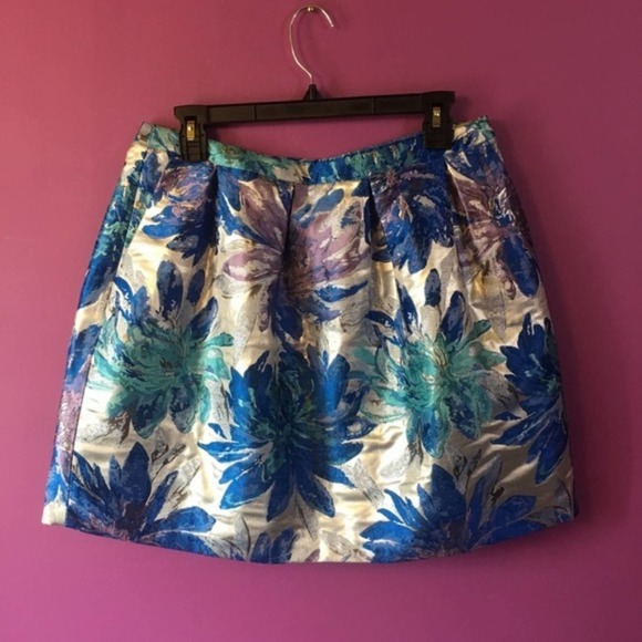 NWTNEW WITH TAGS KIIND METALLIC‎ FLORAL SKIRT BUBBLE SKATER SZ 14 - Picture 10 of 12